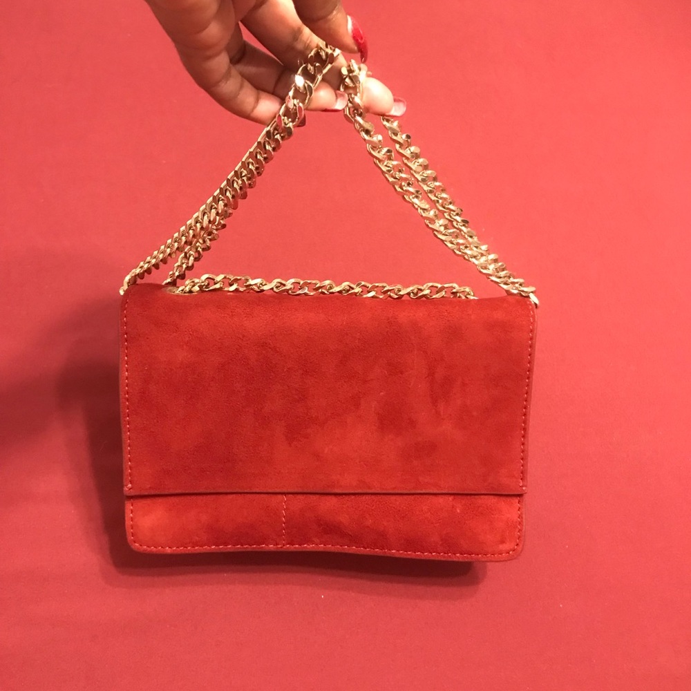 Red suede leather Zara bag